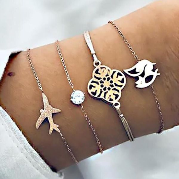 

lalynnly самолет браслеты браслеты для женщин богемского круглого clover шарма браслет мода многослойных аксессуары b20011, Black