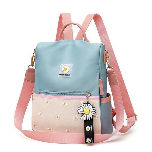 

printing backpack for girls teenage cute small flowers panelled back pack women patchwork nylon fashion shoulder backbag