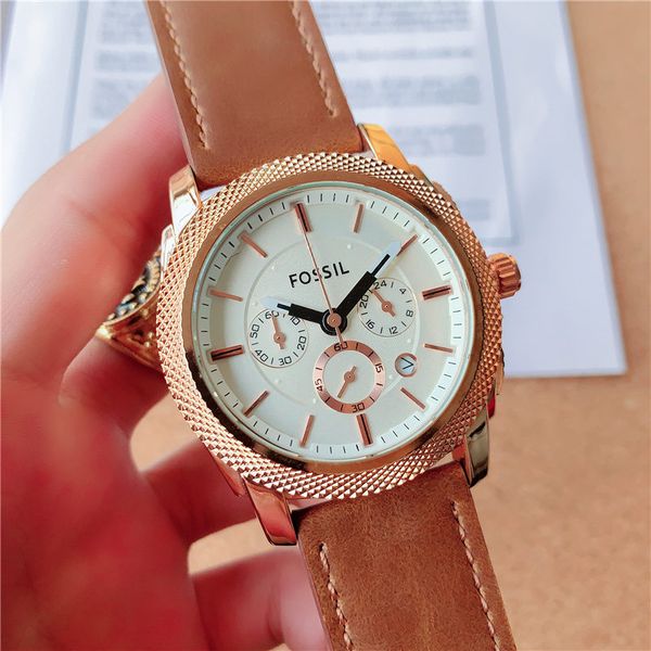 

ultra-thin explosive fashion 2019 men's watch trend large dial leather steel band quartz watch, Slivery;brown