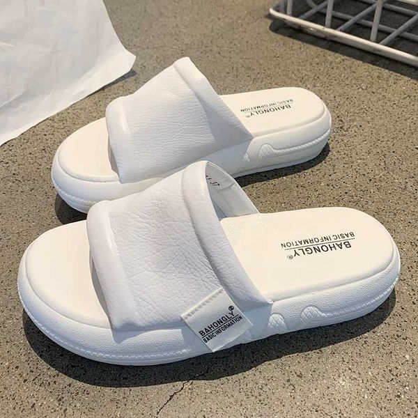 

2020 women beach slippers platform designers white casual shoes woman outside dress fashion brand female chunky slides sandals, Black