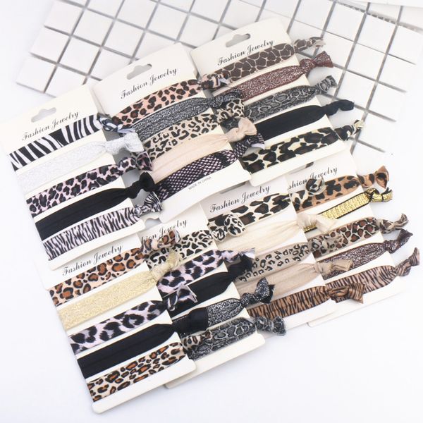 

5pcs/set new fashion leopard print elastic hair bands yoga hair ring hair accessories women and girls headdress headwear, Silver
