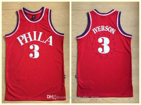 

menphiladelphia76ers#allen3#iverso#red boutique-tight embroidered basketball jersey, precision stitched embroidered basketball jersey, Black;red