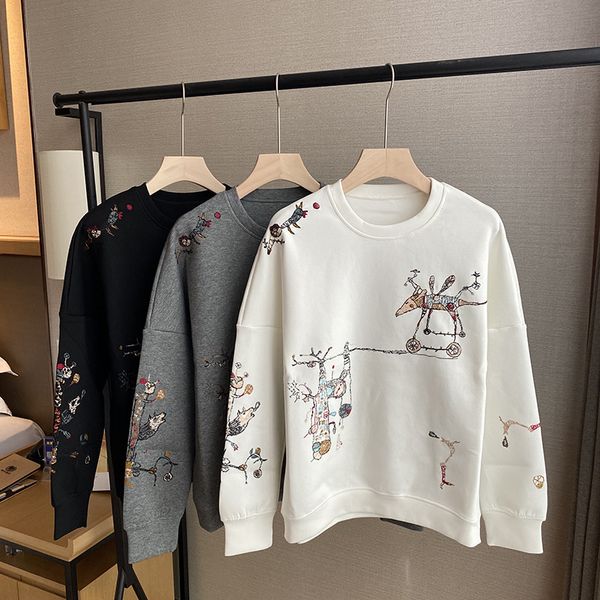

802 2020 autumn pullover regular long sleeve panelled sweater coat crew neck pullovfashion sweater lace luxury sweater jianyi, White;black