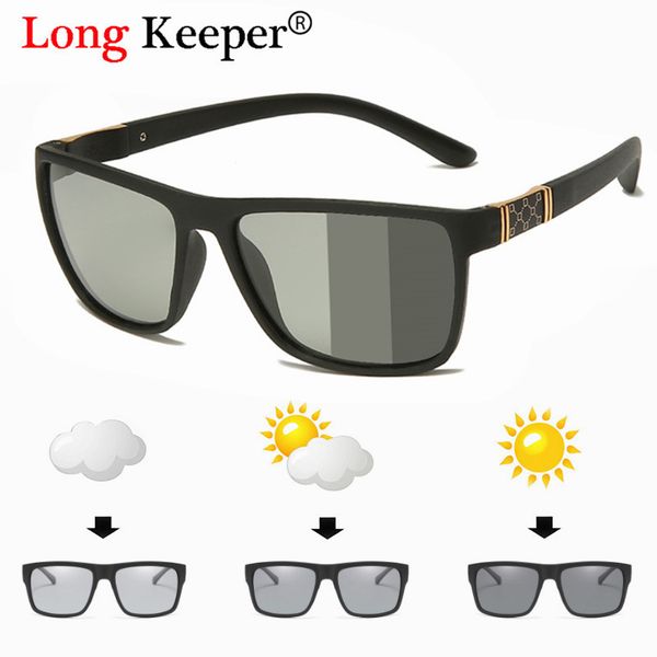 

men tr90 glasses pchromic polarized sunglasses for women square driving chameleon glasses male change color eyewear gafas, White;black
