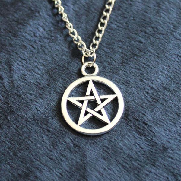 

new fashion alloy statement pendant necklace pentacle brandy supernature movie collection metal pentagram colares femininos jewelry, Silver