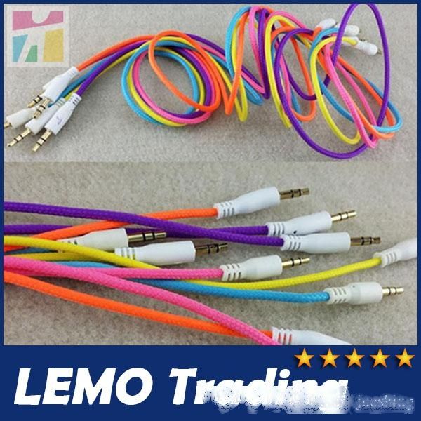 

3.5mm braided woven male to male mm audio aux cable stereo auxiliary cord for iphone 6 car for iphone 5 5s for phone mp3 1000pcs/lot