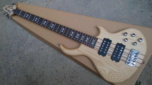 Custom feito 4 bass de 4 cordas, pescoço de bordo através do corpo 24 trastes, pickups ativos China guitarra elétrica baixo