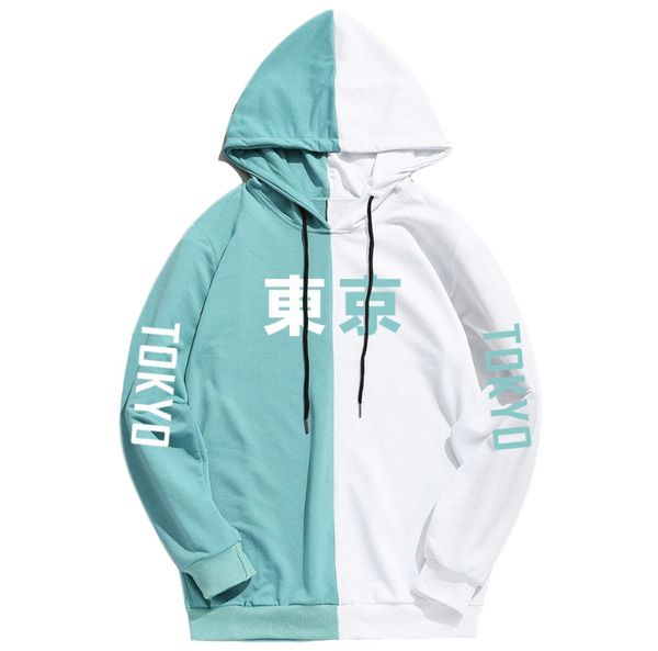 

e-baihui 2021 long sleeve men's hoodies hood half black half white cool plain men patchwork cotton sweatshirt male hoody fashion 015