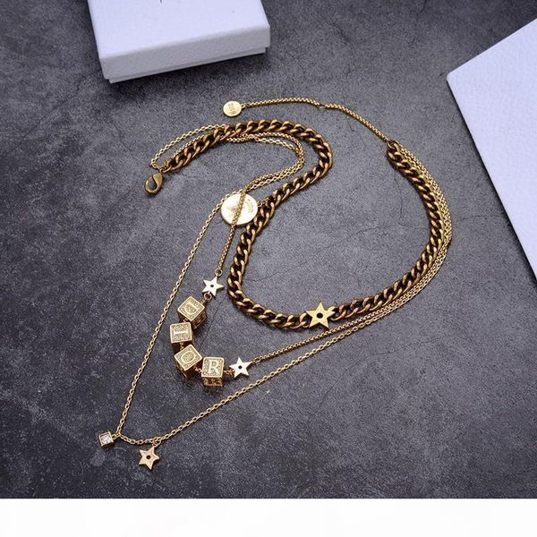 

dice stars multi-layer fashion jewelry womens micro-set wild necklace, Silver