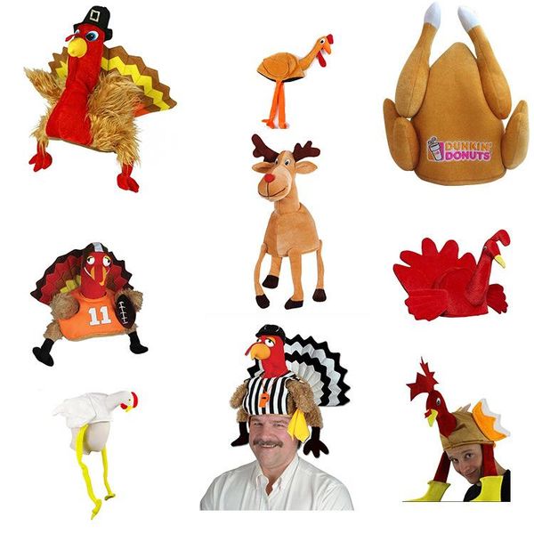 

us stock thanksgiving turkey hat christmas party decorations party hat velvet thanksgiving halloween decoration chicken leg hat