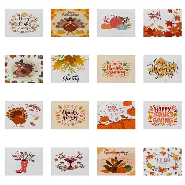 

thanksgiving cotton and linen placemat 32m*42cm autumn happy thanksgiving turkey single-sided printed tablemat l restaurant placemat