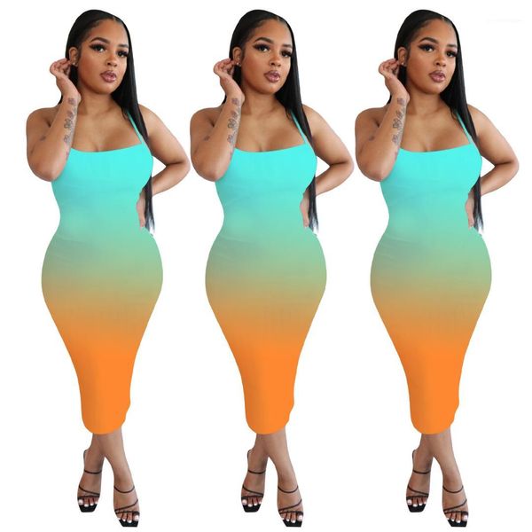 

backless dresses gradient color ladies clothing fashion spaghetti strape casual dresses women designer hollow out, Black;gray