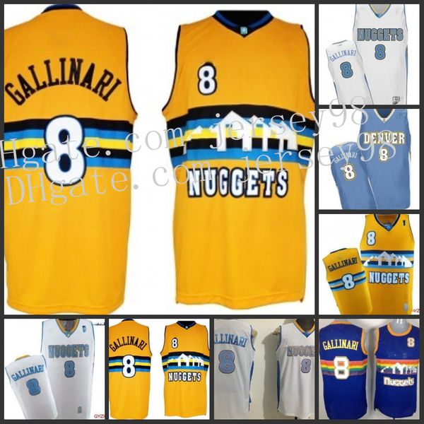 

denver nuggets men #8 danilo gallinari gray nba static fashion jersey, Black