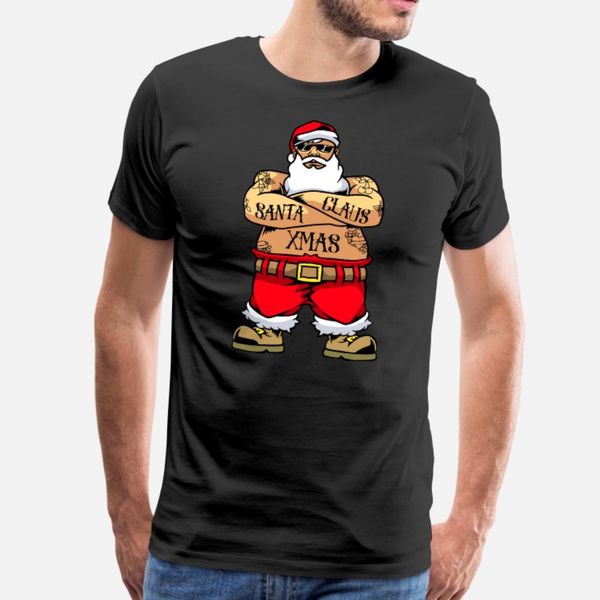

cool santa with tattoo as a gift idea t shirt men printed 100% cotton round collar normal graphic funny summer cool shirt