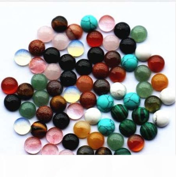

fashion selling assorted natural stone round cabochon 8mm stone beads 50pcs lot wholesale ing, Black