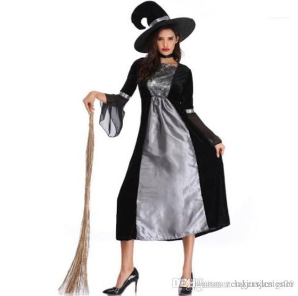 

costume hat long sleeve fashion dresses female clothing casual apparel witches cosplay womens halloween desigher theme, Black;red
