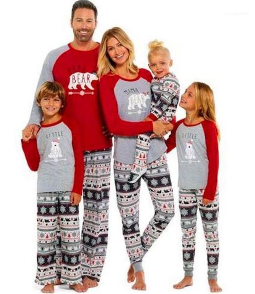 

autumn party sets casual kids and parents suits christmas family two piece sets long sleeve o neck, White