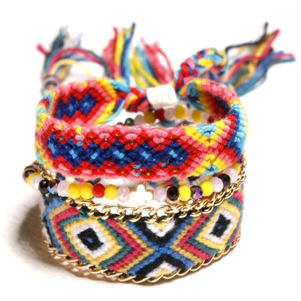 

кристалл креста сплетенный браслет европа и америка горячая продажа bohemian ручной вязки радуга набор дружбы браслет, Black