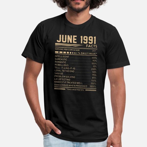 

june 1991 birthday t shirt men design 100% cotton euro size s-3xl male anti-wrinkle fashion summer style vintage shirt
