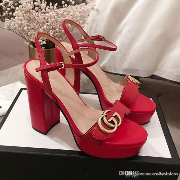 

new luxury sandals for womens fashion real leather bottom sandals high-heeled wedding shoes the summer big size 35-42, Black