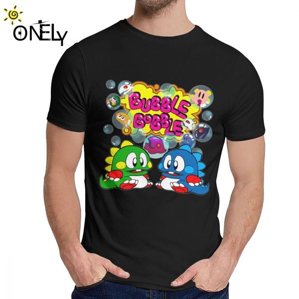 

мужской tee shirt bubble bobble ретро детства игры чистый хлопок новый раунд шеи мультфильм дизайн футболочку