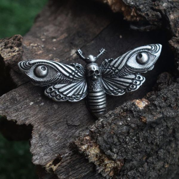 

death's-head hawkmoth brooch, Gray