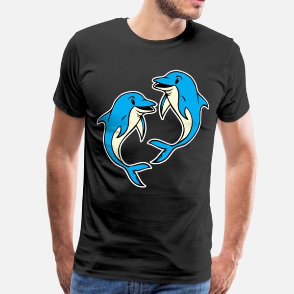 

two dolphins t shirt men customize 100% cotton round neck costume fitness casual summer letter shirt