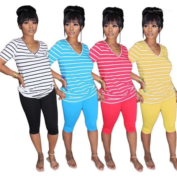 

рукав вскользь тенниска сплошного цвета шорты famale спорт set женщины color stripes tracksuit v шея короткая, Gray