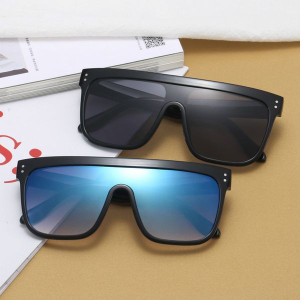 

man classic conjoined sun glasses large frame sunglasses personalized fashion men's and women's sunglasses windproof glasses, White;black