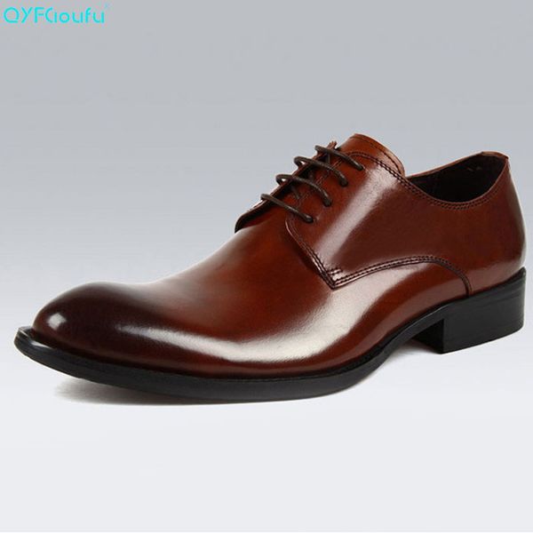 

qyfcioufu handmade office business wedding dress shoes italian brand designer luxury office formal genuine leather men shoes, Black
