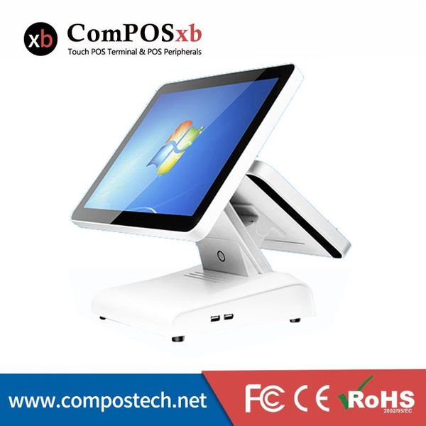 

dual screen 15+12 inch all in one touch epos system for restaurant /snack shop