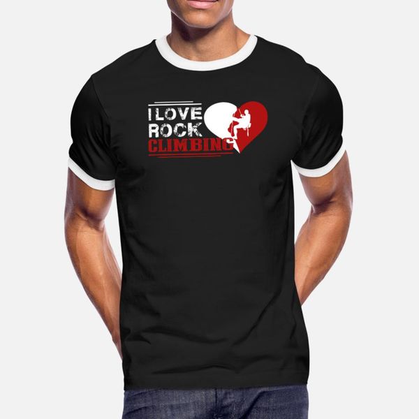 

i love rock climbing t shirt men designer 100% cotton crew neck graphic building spring standard shirt