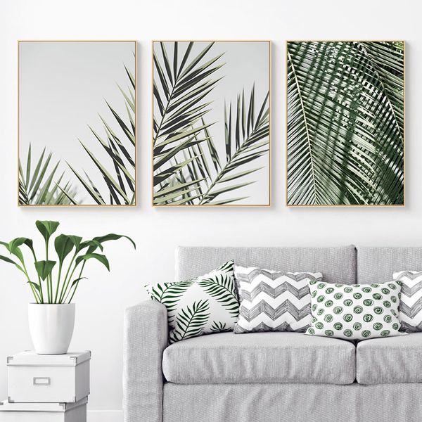 

минималистский ладонь листьев poster зеленые растения wall art pictures нордик печать холст картина гостиная украшение home decor