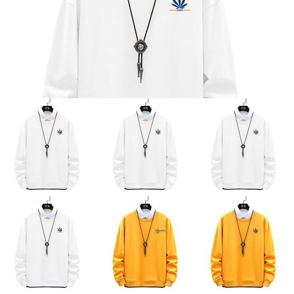 

men's long-sleeved | new sweater autumn round neck all-match ins fashionable maple leaf personalized printed men's sweater epaci e, Black