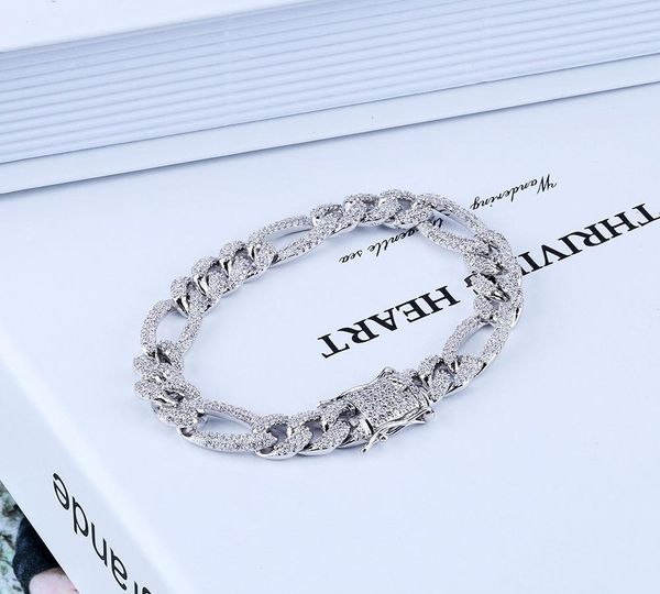 

fashion-американских и европейских ювелирных застежка метанию майами кубинский браслет набор с цирконом позолоченный железный замок хип styl, Black