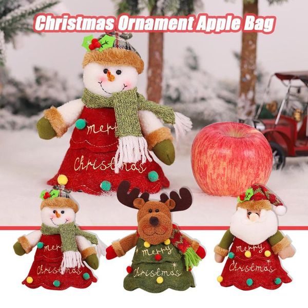 

christmas decorations 25#christmas three-dimensional doll zipper apple bag children gift drawstring bags small