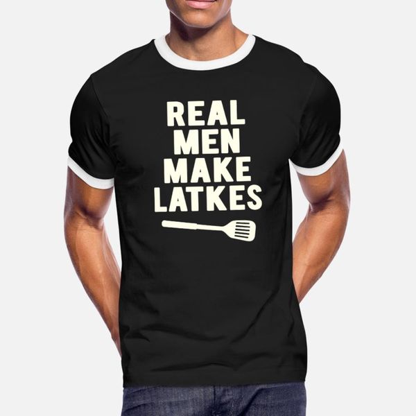 

real men make latkes humor hanukkah t shirt men knitted 100% cotton o neck letter fit basic summer novelty shirt