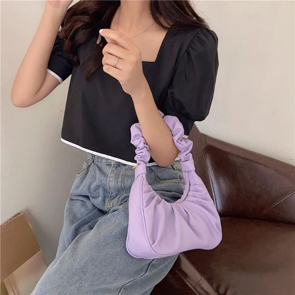 

small axillary bags women luxury handbags 2020 fashion pleated hobos bags pu leather shoulder crossbody female purses totes