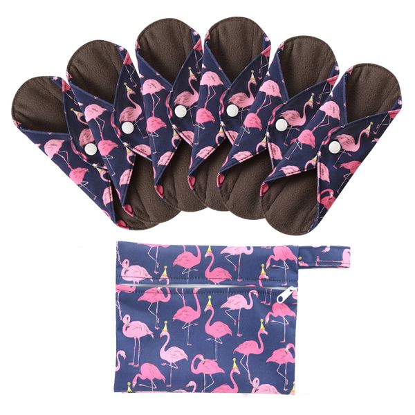 

6+1set cloth sanitary menstrual pads reusable washable mama menstrual pad bamboo cotton cloth feminine hygiene panty liner