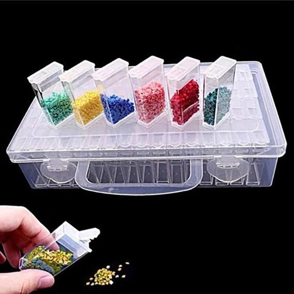 

64-compartment plastic storage containers in sturdy storage box jewellery beads for clothing crafts display case white