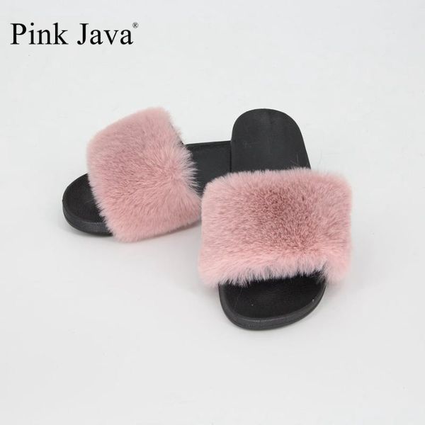 

pink java summer women shoes faux fur slippers faux fur slides pvc sole wholesale, Black