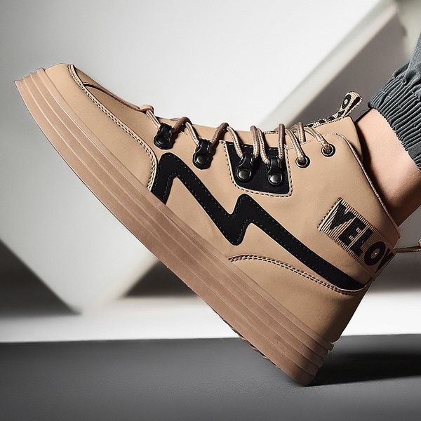 

men's shoes fashion men's casual shoes white canvas men winter snow boots high gang flat trainers 39, Black
