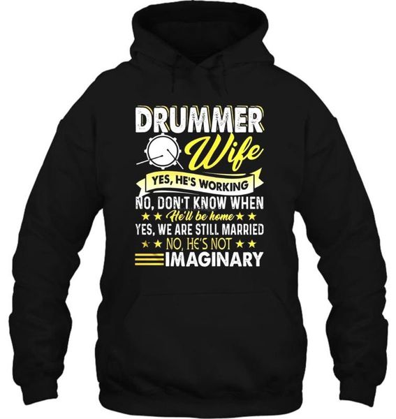 

men hoodie funny novelty drummer shirts drummer wife cool women streetwear, Black
