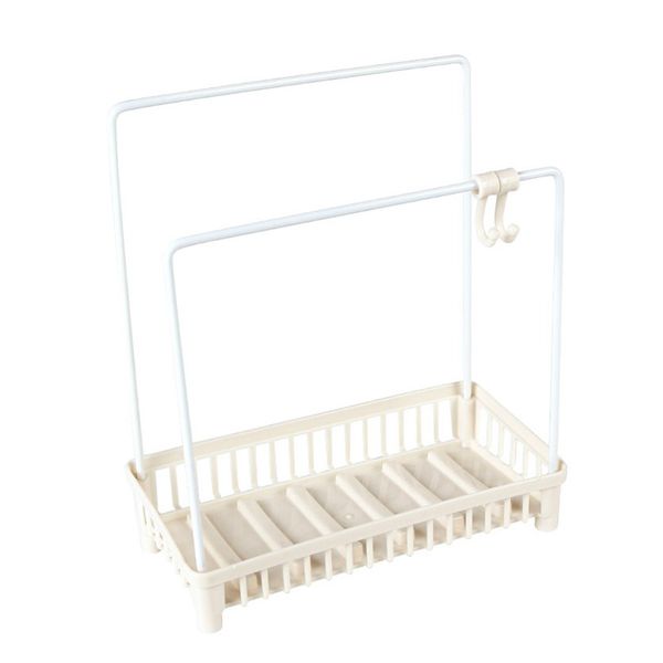 

shelf storage rack brush home kitchen drain rag hanging rod double pole hooks