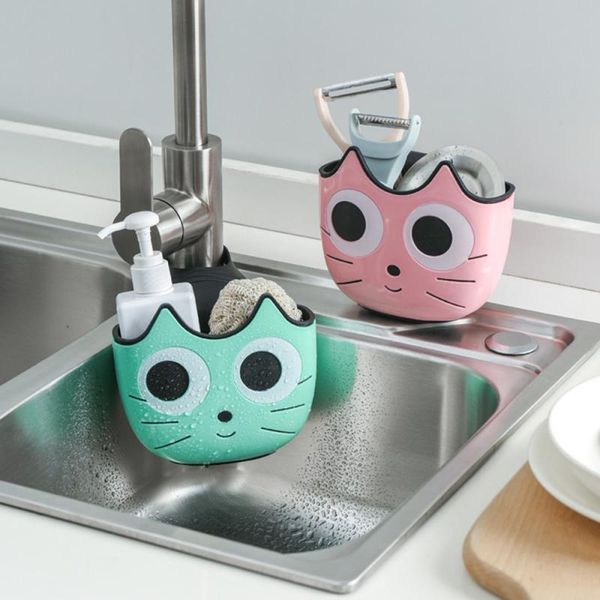 

хранение стойки cat полки губка форма cute раковина basket организатор wash drain ванной держатель кухонные принадлежности мыло hgjoy