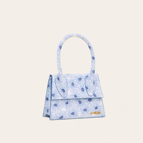 

jacouemus factory direct sales 2020 new letter bag le grand chiquito blue flower bag shoulder handbag purses female crossbody bags