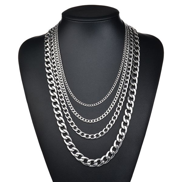 

chain necklace men's 2020 fashion men accessories steampunk hip hop necklace gold choker wholesale hip hop jewelry cuban link, Silver