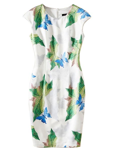

butterfly and leaf print women sheath dress sleeveless casual dresses, Black;gray