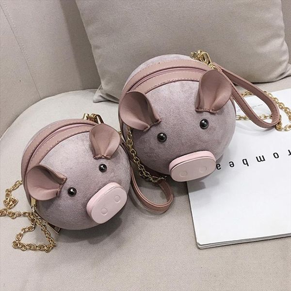 

cute suede pig bag women small round bag female shoulder messenger bags coin purses wrist crossbody bags 2020 chic sac