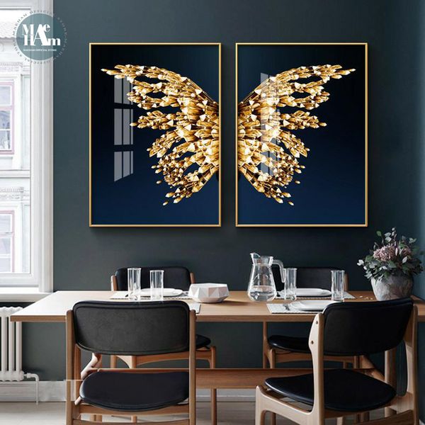 

paintings nordic golden butterfly gilt picture wall poster modern style canvas print painting art aisle living room bedroom decoration